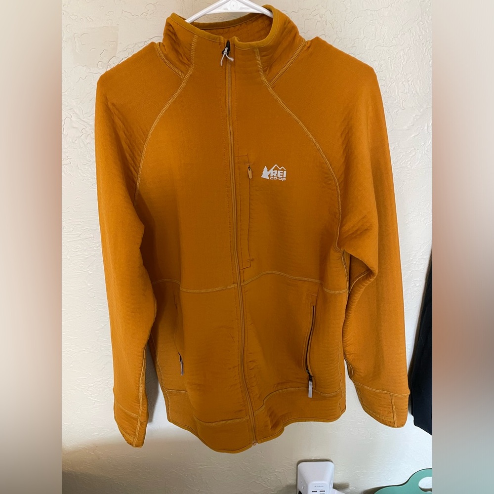 Mustard men’s size medium full zip REI CoOp jacket
